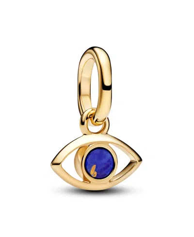 Pandora Blue Evil Eye Mini Dangle Charm In Gold