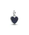 Pandora Blue Glitter Enamel Engravable Heart Dangle Charm In Blue