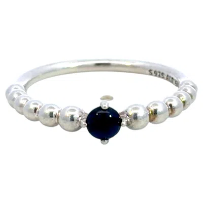 Pre-owned Pandora Blue Stone Silver Stackable Bubble Ring
