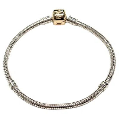 Pre-owned Pandora Bracelet 14kt And Sterling Silver Size 7 In Multi