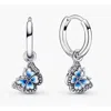 Pandora Butterfly Sterling Silver Hoop Earrings In Blue