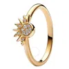 Pandora Celestial 14k Gold-plated Sparkling Sun Ring In Gold Tone