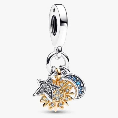 Pandora Celestial Triple Dangle Charm In Gold