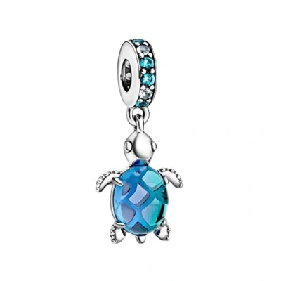 Pandora Charms Mod. Murano Glass Sea Turtle In Blue