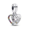 Pandora Mixed Stone Puzzle Piece Hearts Splitable Friendship Dangle Charm
