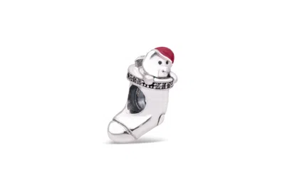Pandora Christmas Stocking Charm - Red Enamel & Clear Cz - In Silver