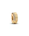 Pandora Clear Cubic Zirconia Ribbed Clip Charms In Gold
