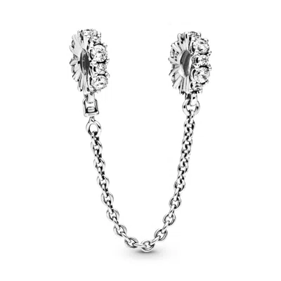 Pandora Clear Sparkle Safety Chain Charm In Silver