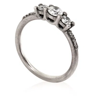 Pandora Clear Three-stone Ring- Size 50 (5 Us) In ["silver Tone"]