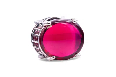 Pandora Colours Fuchsia Rose Oval Cabochon Charm - In Pink