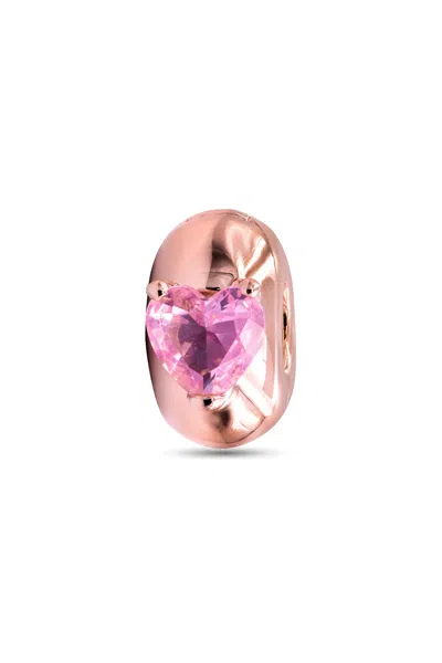 Pandora Colours Pink Heart Solitaire Clip - In Gold