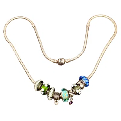 Pre-owned Pandora Contemporary Sterling Silver Charm Necklace By  53 Gm. 18 " In Multi