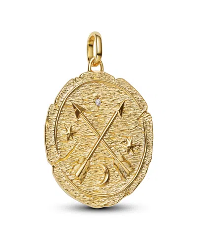 Pandora Crossing Arrows Oversized Medallion Charms In Gold