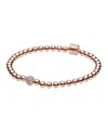 Pandora Cubic Zirconia 14k Rose Gold-plated Beads Pave Bracelet In Rose Gold