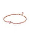 Pandora Cubic Zirconia 14k Rose Gold-plated Sparkling Heart Tennis Bracelet In Rose Gold
