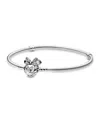 Pandora Cubic Zirconia Disney Pave Minnie Mouse Clasp Snake Chain Bracelet In Silver
