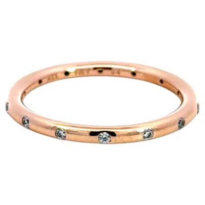 Pre-owned Pandora Cubic Zirconia Eternity Rose Gold Plated Ring In Red