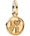 Pandora Cubic Zirconia Love Dangle Charm In Gold