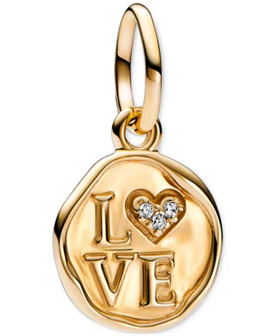 Pandora Cubic Zirconia Love Dangle Charm In Gold