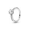 Pandora Cubic Zirconia Moments Clear Sparkling Crown Solitaire Ring In Silver