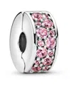 Pandora Silver Clip With Pink Cubic Zirconia And Silicone Grip