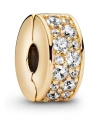 Pandora Cubic Zirconia Pink Pave Fixed Clip Charm In Gold