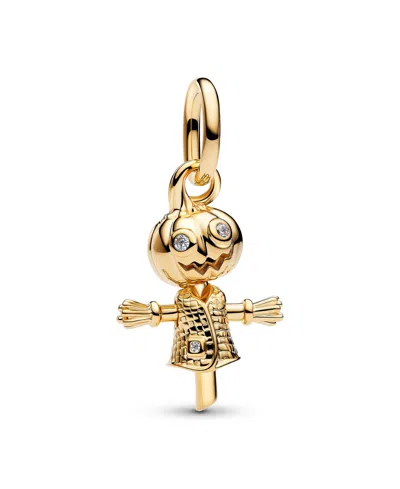 Pandora Cubic Zirconia Pumpkin Scarecrow Dangle Charm In Gold