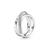 Pandora Cubic Zirconia Signature Crossover Pave Triple Band Ring In Silver