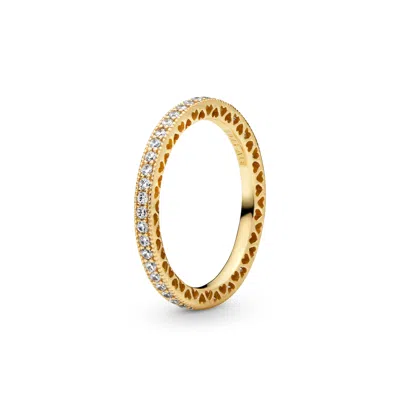 Pandora Cubic Zirconia Signature Sparkle And Hearts Ring In Gold