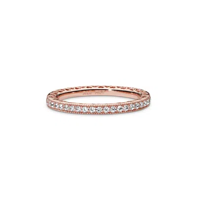 Pandora Cubic Zirconia Signature Sparkle Hearts Ring In Rose Gold