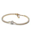 Pandora Cubic Zirconia Sparkling Halo Tennis Bracelet In Gold