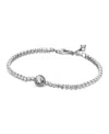Pandora Cubic Zirconia Sparkling Halo Tennis Bracelet In Silver