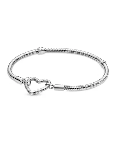 Pandora Cubic Zirconia Sparkling Halo Tennis Bracelet In Sparkling Halo,silver Heart