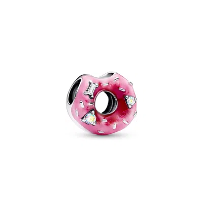 Pandora Cubic Zirconia Sparkling Sprinkled Donut Charm In Pink