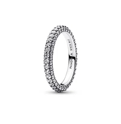 Pandora Cubic Zirconia Timeless Pave Single-row Ring In Silver