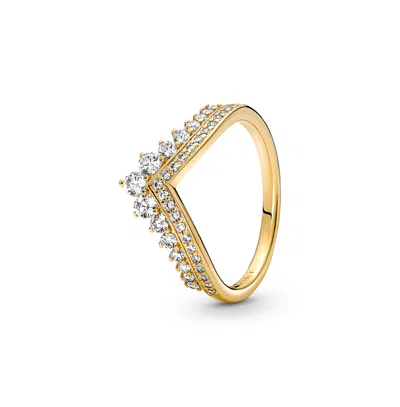 Pandora Cubic Zirconia Timeless Wish Tiara Ring In Gold