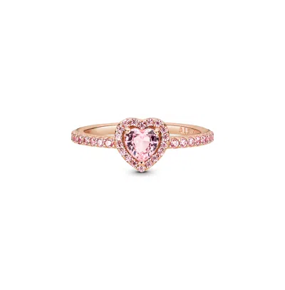 Pandora Cubic Zirconia Timeless Sparkling Elevated Heart Ring In Rose Gold,pink
