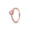 Pandora Cubic Zirconia Timeless Sparkling Elevated Heart Ring In Rose Gold,pink