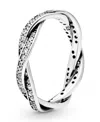 Pandora Cubic Zirconia Timeless Sparkling Twisted Lines Ring In Silver