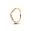 Pandora Cubic Zirconia Timeless Sparkling Wishbone Ring In Gold