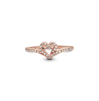 Pandora Cubic Zirconia Timeless Wish Sparkling Heart Ring In Rose Gold
