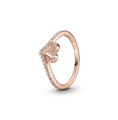 Pandora Cubic Zirconia Timeless Wish Sparkling Heart Ring In Rose Gold