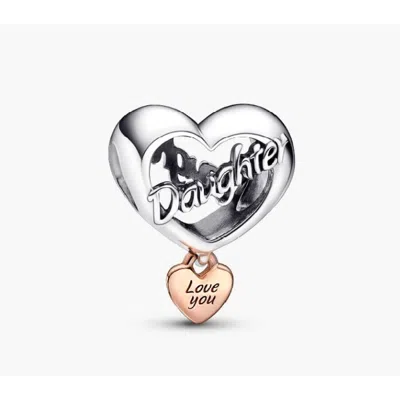 Pandora Daughter Sterling Silver And 14k Rose Gold-plated Charm
