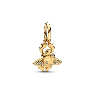 Pandora Disney Aladdin Scarab Beetle Dangle Charm Bracelet In Gold