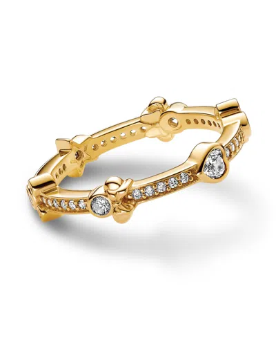 Pandora Disney Cubic Zirconia Mickey Mouse Minnie Mouse Ring In Clear