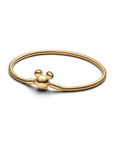 Pandora Disney Mickey Mouse Clasp Moments Snake Chain Bracelet In Gold