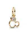 Pandora Disney Mickey Mouse Silhouette Lab-grown Diamond Dangle Charm In Gold