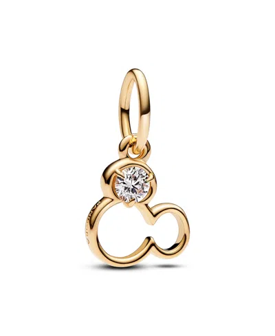 Pandora Disney Mickey Mouse Silhouette Lab-grown Diamond Dangle Charm In Gold
