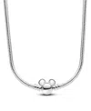 Pandora Disney Mickey Mouse Snake Chain Necklace In Sterling Silver