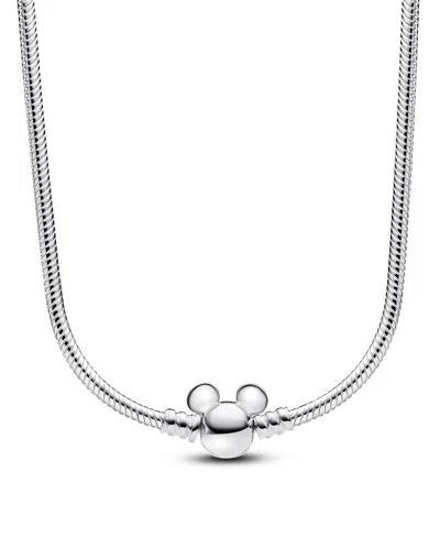 Pandora Disney Mickey Mouse Snake Chain Necklace In Sterling Silver